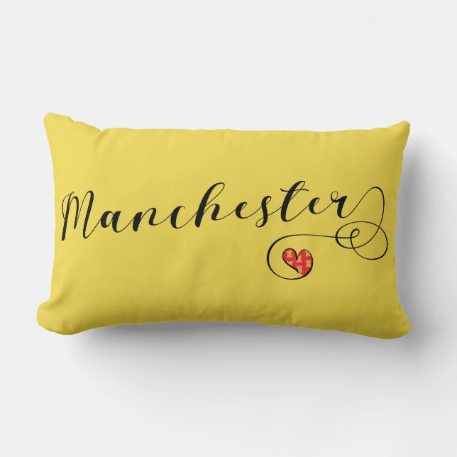 Manchester Heart Throw Pillow, England Lendenkissen (Vorderseite)