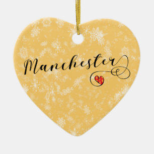 Manchester Heart, Weihnachtsbaumdekoration Keramik Ornament