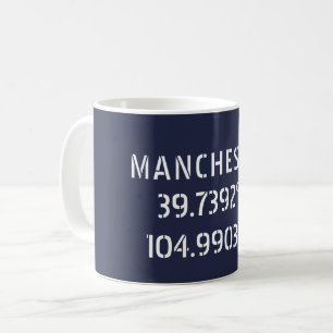 Manchester Längengrad Breitengrad Kaffeetasse