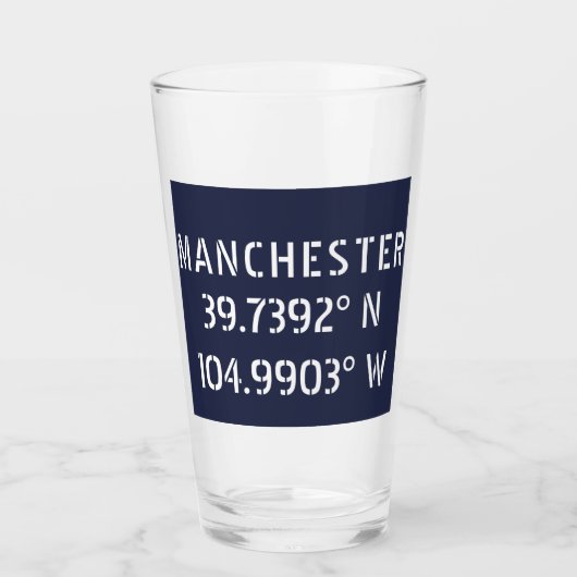 Manchester Latitude Longitude Glas (Vorderseite)