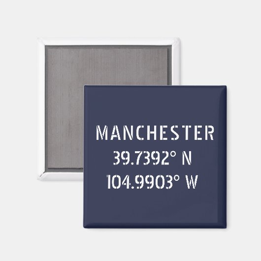 Manchester Latitude Longitude Magnet (Vorderseite/Rückseite)