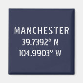 Manchester Latitude Longitude Magnet (Vorne)