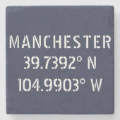 Manchester Latitude Longitude Steinuntersetzer (Vorderseite)