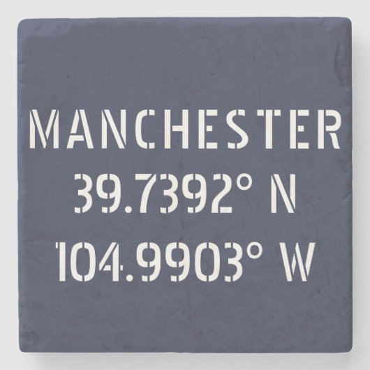 Manchester Latitude Longitude Steinuntersetzer (Vorderseite)