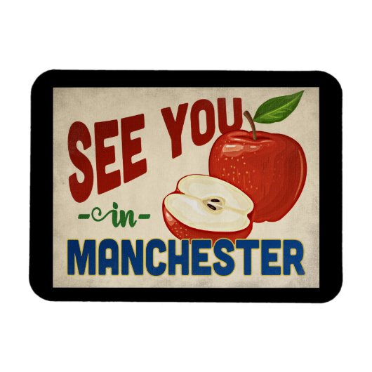 Manchester New Hampshire Apple - Vintage Travel Magnet (Horizontal)