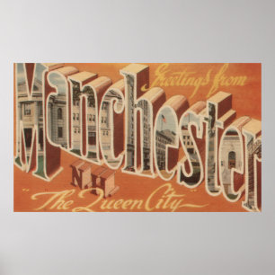 Manchester, New Hampshire - Großer Brief Poster
