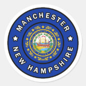 Manchester New Hampshire Runder Aufkleber (Vorderseite)