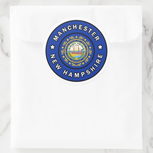 Manchester New Hampshire Runder Aufkleber (Tasche)