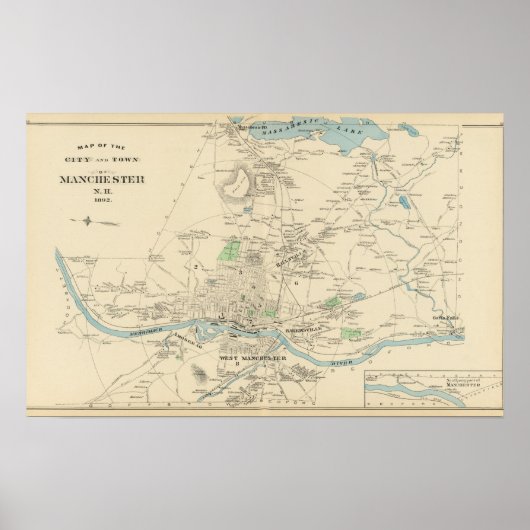 Manchester, NH City, Stadt Poster (Vorne)