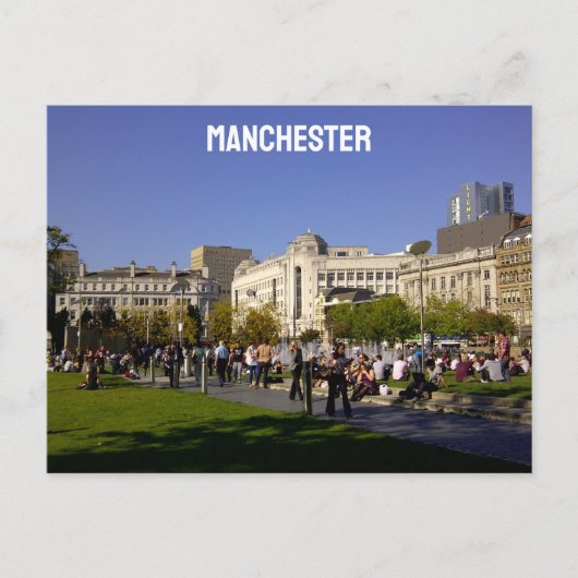 Manchester Piccadily Gardens Postkarte (Vorderseite)