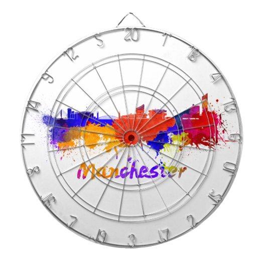 Manchester skyline im Watercolor Dartscheibe (vorne)