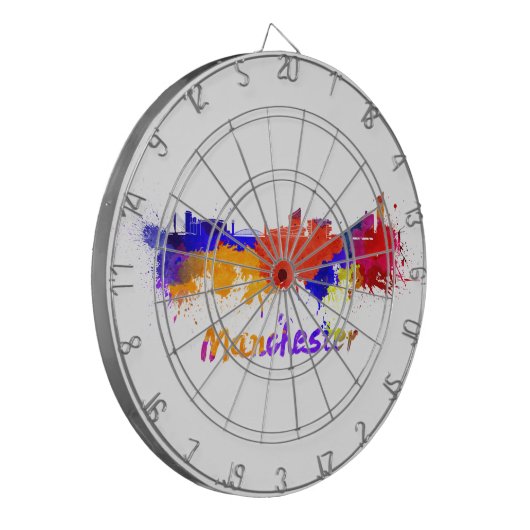 Manchester skyline im Watercolor Dartscheibe (Vorderseite Links)