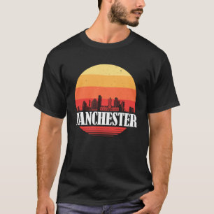 Manchester Skyline Sunset in Retro Vintag Style T-Shirt