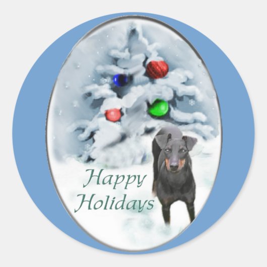 Manchester Terrier Christmas Geschenke Runder Aufkleber (Vorderseite)