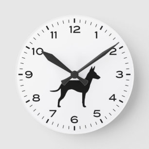 Manchester Terrier Dog Breed Silhouette Runde Wanduhr