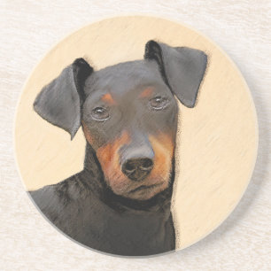 Manchester Terrier Gemälde Originale Tierkunst Getränkeuntersetzer