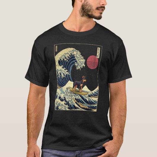 Manchester Terrier Japanese Kanagawa Wave Funny Su T-Shirt (Vorderseite)