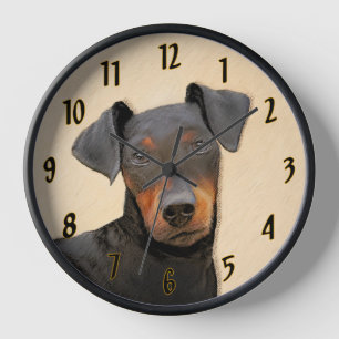 Manchester Terrier Malerei Originale Tierkunst Uhr