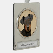 Manchester Terrier Painting Original Animal Art Banner-Ornament Silber (Rechts)