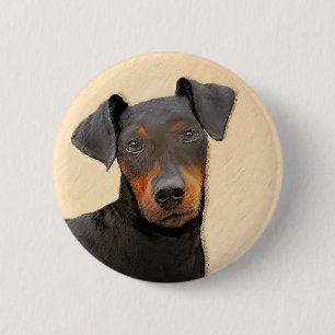 Manchester Terrier Painting Original Animal Art Button