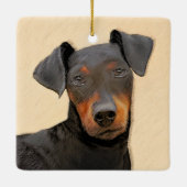 Manchester Terrier Painting Original Animal Art Keramikornament (Rückseite)