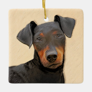 Manchester Terrier Painting Original Animal Art Keramikornament