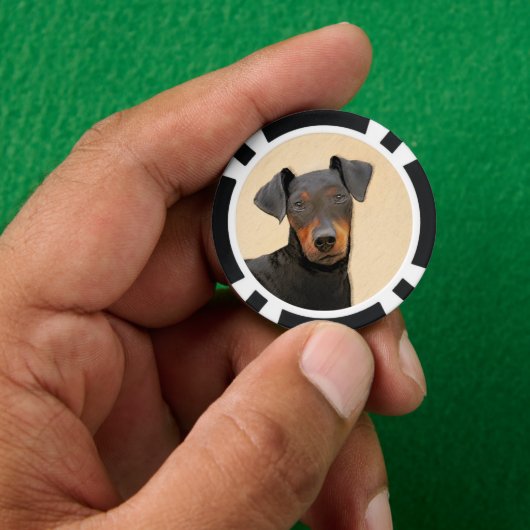 Manchester Terrier Painting Original Animal Art Pokerchips (Hand)