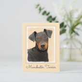 Manchester Terrier Painting Original Animal Art Postkarte (Stehend Vorderseite)
