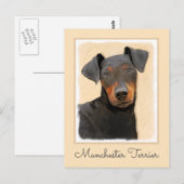 Manchester Terrier Painting Original Animal Art Postkarte (Vorne/Hinten)
