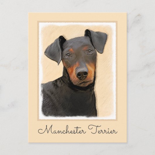 Manchester Terrier Painting Original Animal Art Postkarte (Vorderseite)