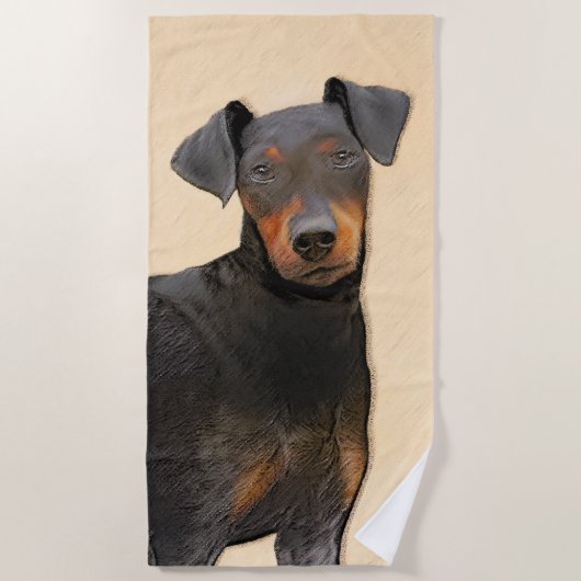Manchester Terrier Painting Original Animal Art Strandtuch (Vorderseite)
