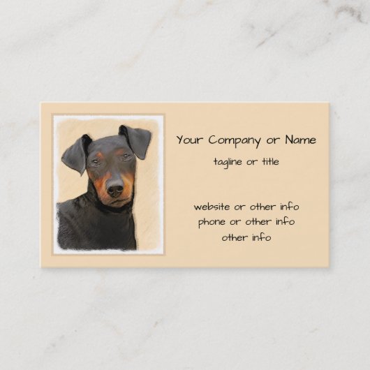 Manchester Terrier Painting Original Animal Art Visitenkarte (Vorderseite)