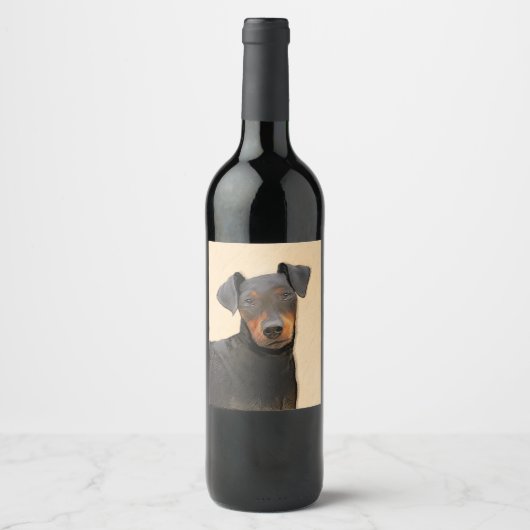 Manchester Terrier Painting Original Animal Art Weinetikett (Vorderseite)