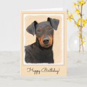 Manchester Terrier Painting - Original Dog Art Karte (Gelbe Blume)