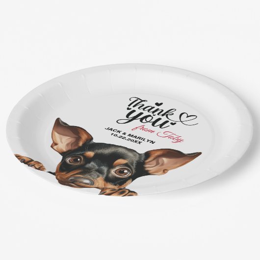 Manchester Terrier Pappteller (Schrägansicht)