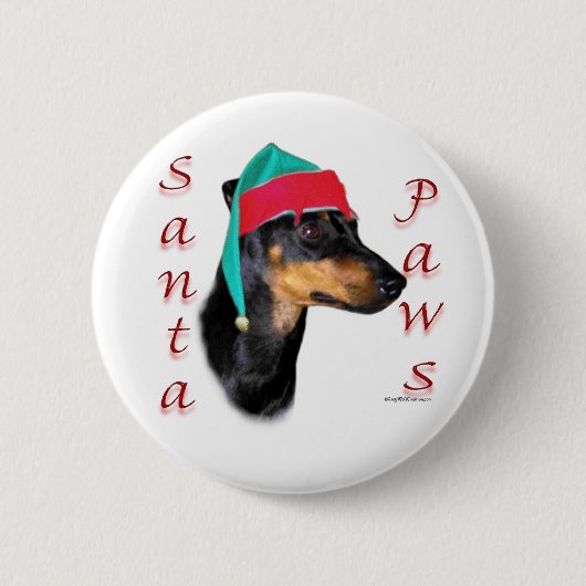 Manchester Terrier Santa Paws Button (Vorderseite)