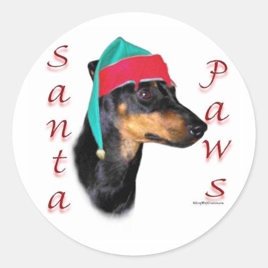 Manchester Terrier Santa Paws Runder Aufkleber (Vorderseite)