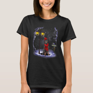 Manchester Terrier Santa Snow Christmas Light T-Shirt