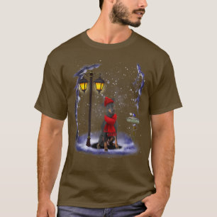 Manchester Terrier Santa Snow Christmas Light T-Shirt