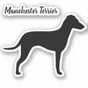 Manchester Terrier Silhouette mit Naturzeitern Aufkleber