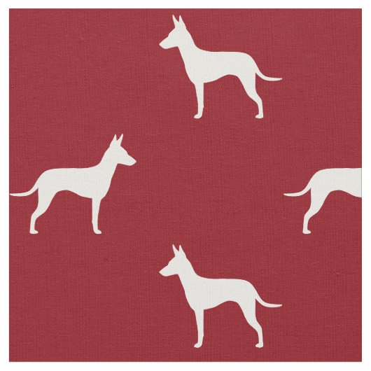 Manchester-Terrier-Silhouette-Muster-Rot Stoff (Nahaufnahme)