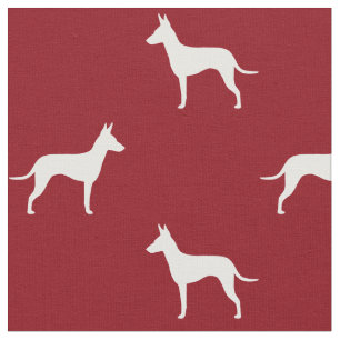 Manchester Terrier Silhouetten Rot und Weiß Stoff