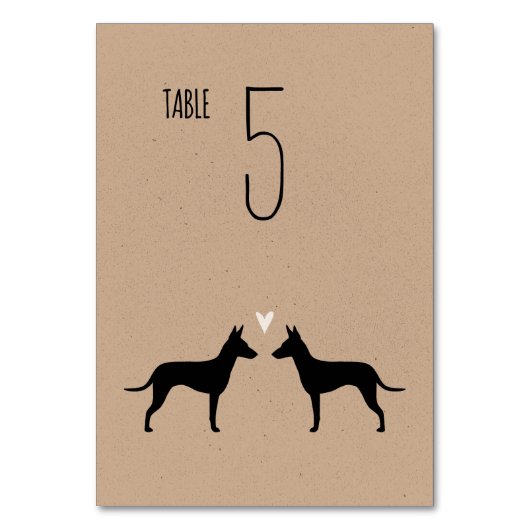 Manchester Terrier Silhouetten Wedding Reception Tischnummer (Vorderseite)