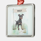 Manchester Terrier Watercolor Personalized Dog Ornament Aus Metall (Links)