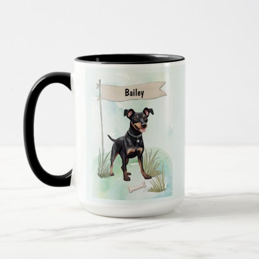 Manchester Terrier Watercolor Personalized Dog Tasse (Links)