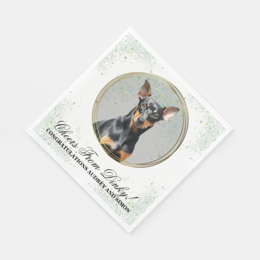 Manchester Terrier Wedding Napkins mit Dogs Foto Serviette (Ecke)