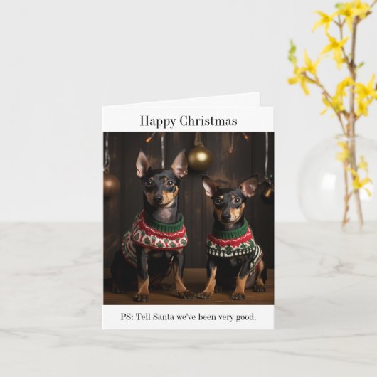 Manchester Terriers in Christmas Jumpers Card Karte (Gelbe Blume)