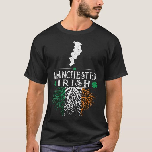 Manchester UK City Irish Roots St Patrick Day T-Shirt (Vorderseite)