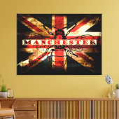 Manchester uk Fahne mit Biene Leinwanddruck (Insitu (Wohnzimmer))