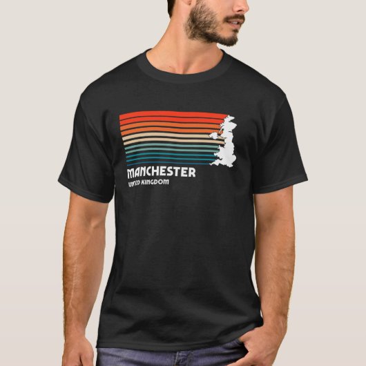 Manchester UK Retro Vintag Style Graphic T-Shirt (Vorderseite)